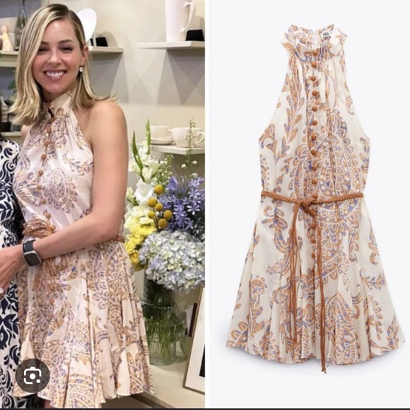 Zara printed belted dress - Picture 8 of 12